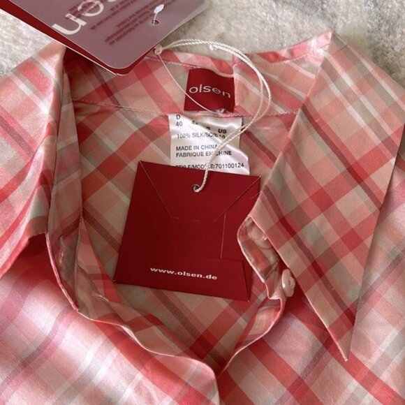 Olsen Tops - Olsen Women's Pink Plaid Blouse